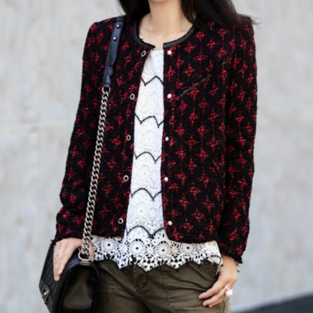IRO Handi tweed jacket w/ leather trim